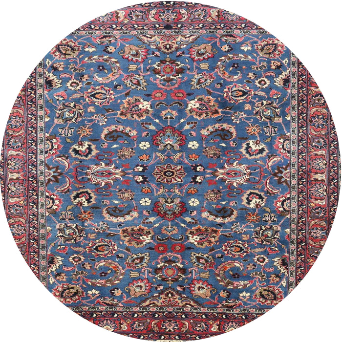 Round Traditional Gunmetal Gray Persian Rug, tr3950