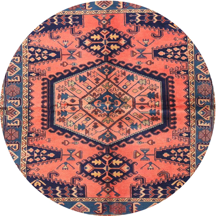 Round Traditional Chestnut Brown Persian Rug, tr3951