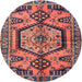 Round Traditional Chestnut Brown Persian Rug, tr3951