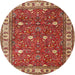 Round Traditional Sand Brown Persian Rug, tr3952