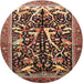 Round Traditional Light Copper Gold Animal Rug, tr3953