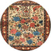 Round Traditional Brown Animal Rug, tr3955