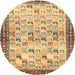 Round Traditional Chrome Gold Yellow Persian Rug, tr3956