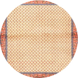 Round Traditional Brown Gold Persian Rug, tr3957