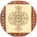 Round Traditional Sun Yellow Persian Rug, tr3958