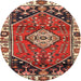 Round Traditional Red Persian Rug, tr3962
