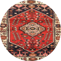 Square Machine Washable Traditional Tomato Red Rug, wshtr3962