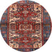 Round Traditional Saffron Red Persian Rug, tr3967