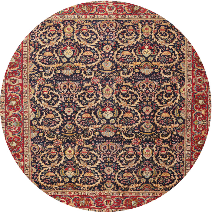 Round Traditional Sand Brown Persian Rug, tr396