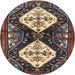 Round Traditional Bakers Brown Persian Rug, tr3970