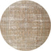 Round Traditional Dark Almond Brown Persian Rug, tr3971