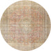 Round Traditional Brown Persian Rug, tr3972