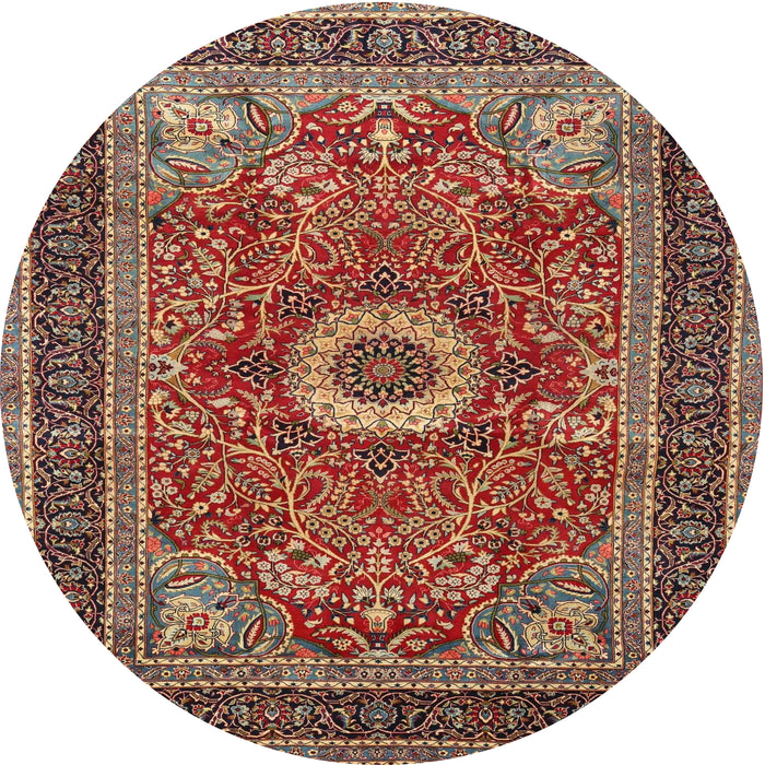 Round Traditional Saffron Red Persian Rug, tr3974