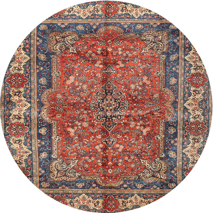 Round Traditional Brown Red Persian Rug, tr3976