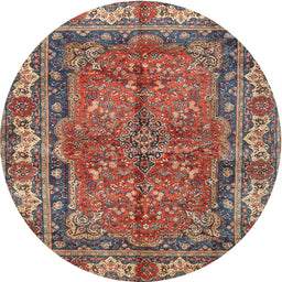 Square Machine Washable Traditional Brown Red Rug, wshtr3976