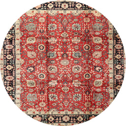 Square Machine Washable Traditional Tomato Red Rug, wshtr3977