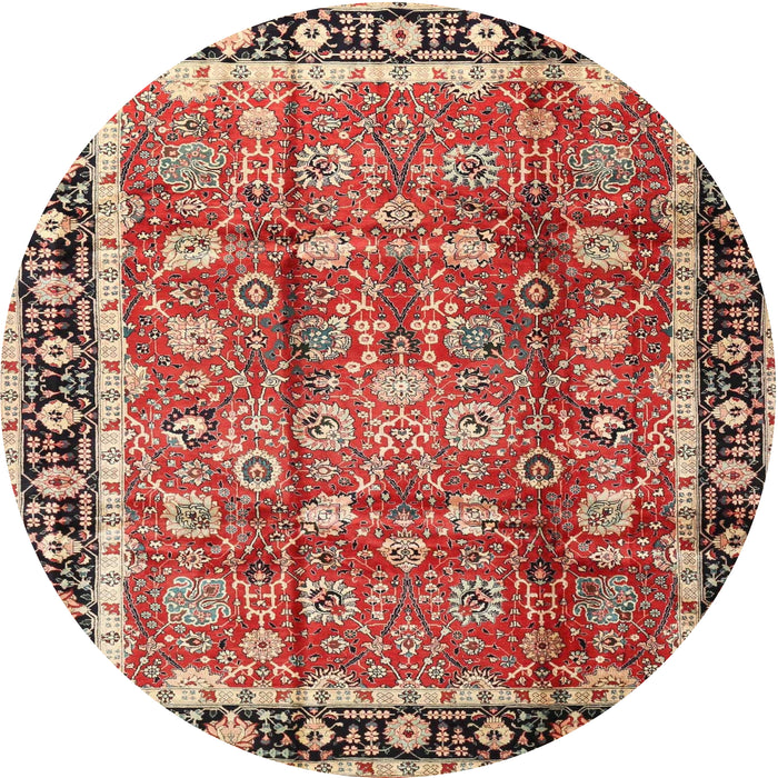 Square Machine Washable Traditional Tomato Red Rug, wshtr3977