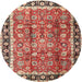 Square Machine Washable Traditional Tomato Red Rug, wshtr3977