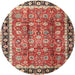 Round Traditional Red Persian Rug, tr3977