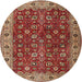 Square Machine Washable Traditional Tomato Red Rug, wshtr3978