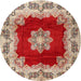 Round Traditional Brown Medallion Rug, tr3979