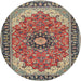 Round Traditional Light French Beige Brown Medallion Rug, tr397