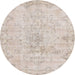 Round Traditional Tan Brown Persian Rug, tr3981