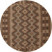 Round Traditional Sangria Brown Southwestern Rug, tr3982