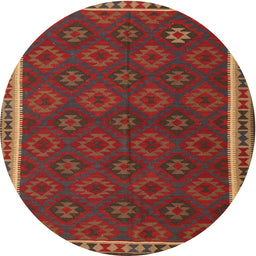 Round Traditional Sienna Brown Southwestern Rug, tr3983