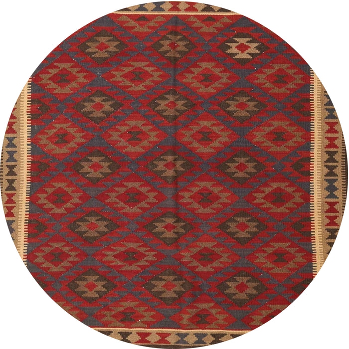 Round Traditional Sienna Brown Southwestern Rug, tr3983