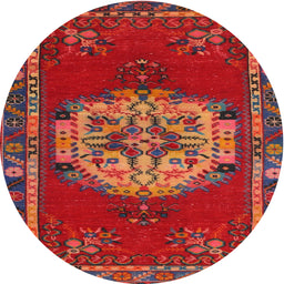 Square Machine Washable Traditional Cherry Red Rug, wshtr3985