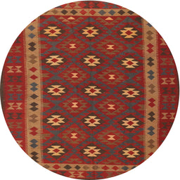Round Traditional Red Southwestern Rug, tr3986