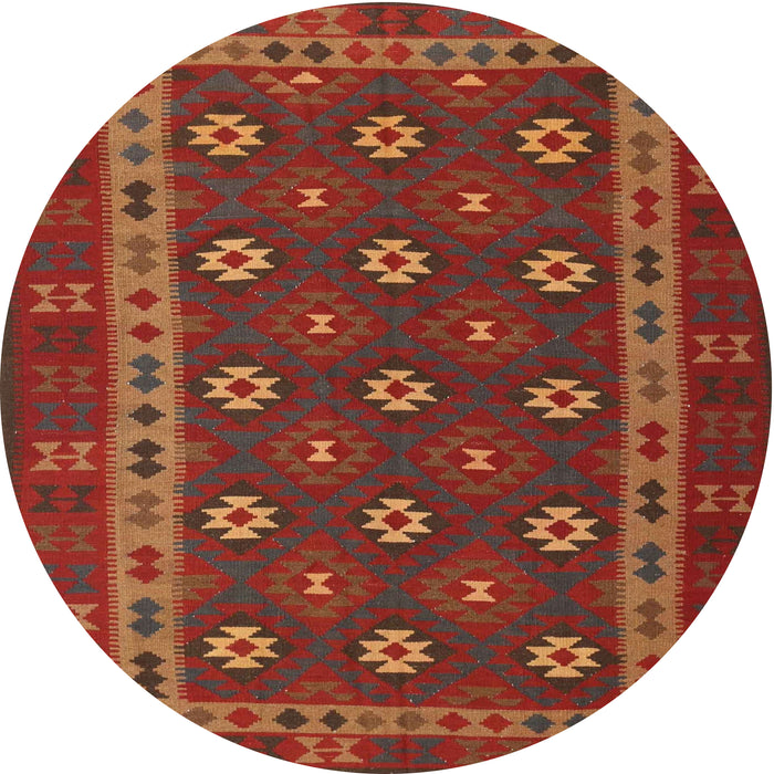 Round Traditional Red Southwestern Rug, tr3986