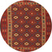 Round Traditional Red Southwestern Rug, tr3986