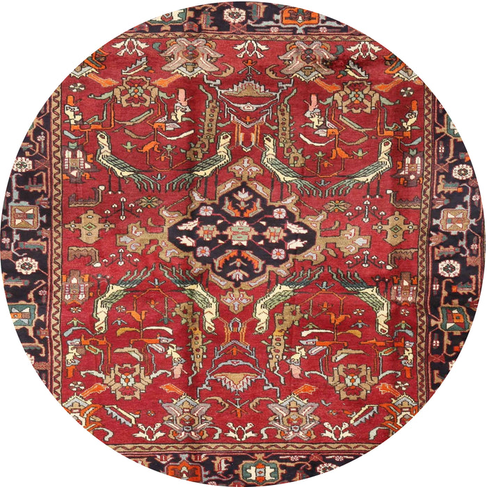 Round Traditional Orange Salmon Pink Persian Rug, tr3990