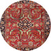 Round Traditional Orange Salmon Pink Persian Rug, tr3990