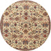 Square Machine Washable Traditional Sienna Brown Rug, wshtr3991