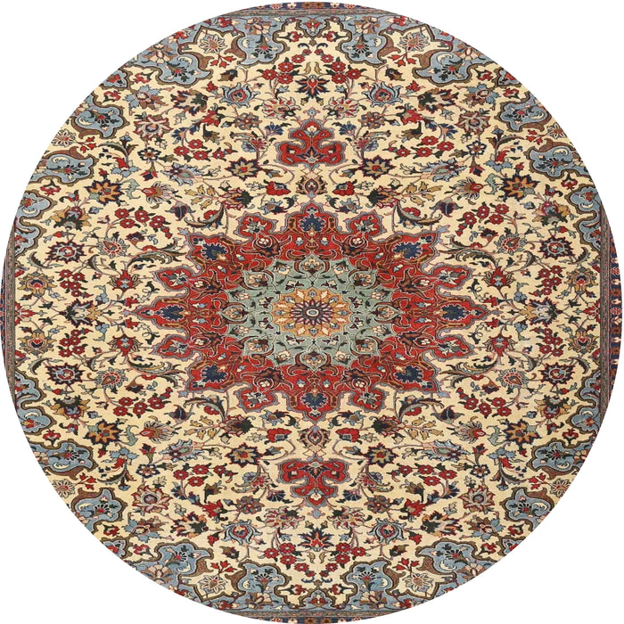 Round Traditional Brown Medallion Rug, tr3992