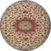 Round Traditional Brown Medallion Rug, tr3992