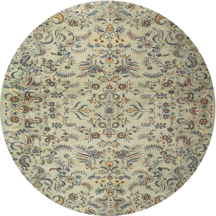 Round Traditional Khaki Green Persian Rug, tr3995