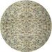 Round Traditional Khaki Green Persian Rug, tr3995