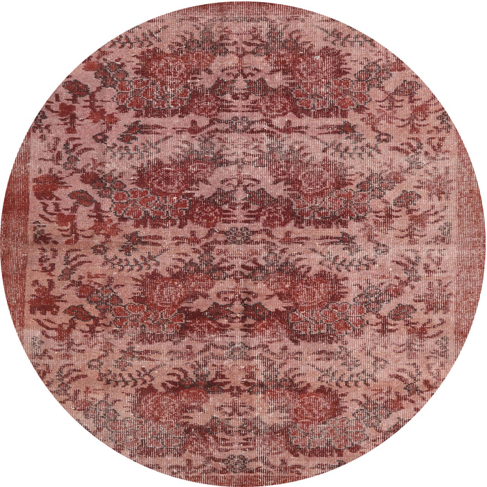 Round Traditional Salmon Pink Persian Rug, tr3996