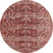 Round Traditional Salmon Pink Persian Rug, tr3996