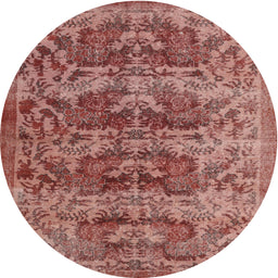 Square Machine Washable Traditional Salmon Pink Rug, wshtr3996
