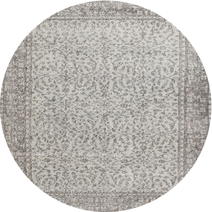 Round Traditional Dark White Beige Persian Rug, tr3997