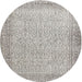 Round Traditional Dark White Beige Persian Rug, tr3997