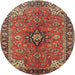 Round Traditional Red Medallion Rug, tr3998