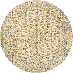 Round Traditional Sun Yellow Persian Rug, tr3999