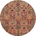 Round Traditional Sand Brown Persian Rug, tr399