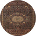 Round Traditional Red Medallion Rug, tr39